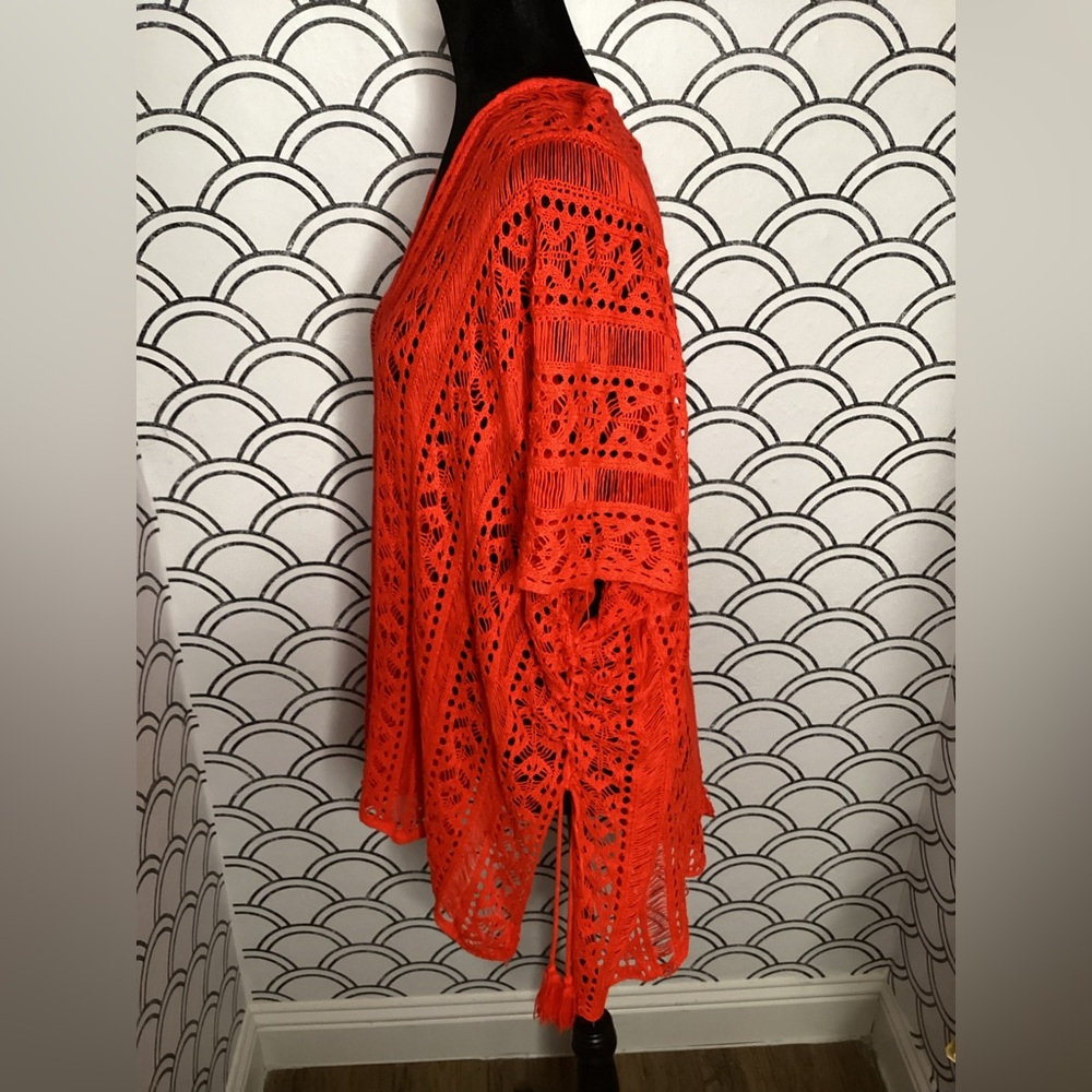 Vibrant Orange Crochet Swim Cover-Up – One Size - Picture 8 of 9